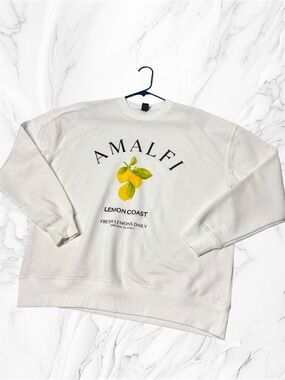Amalfi lemon coast White Sweatshirt with Yellow Lemon Graphic size medium